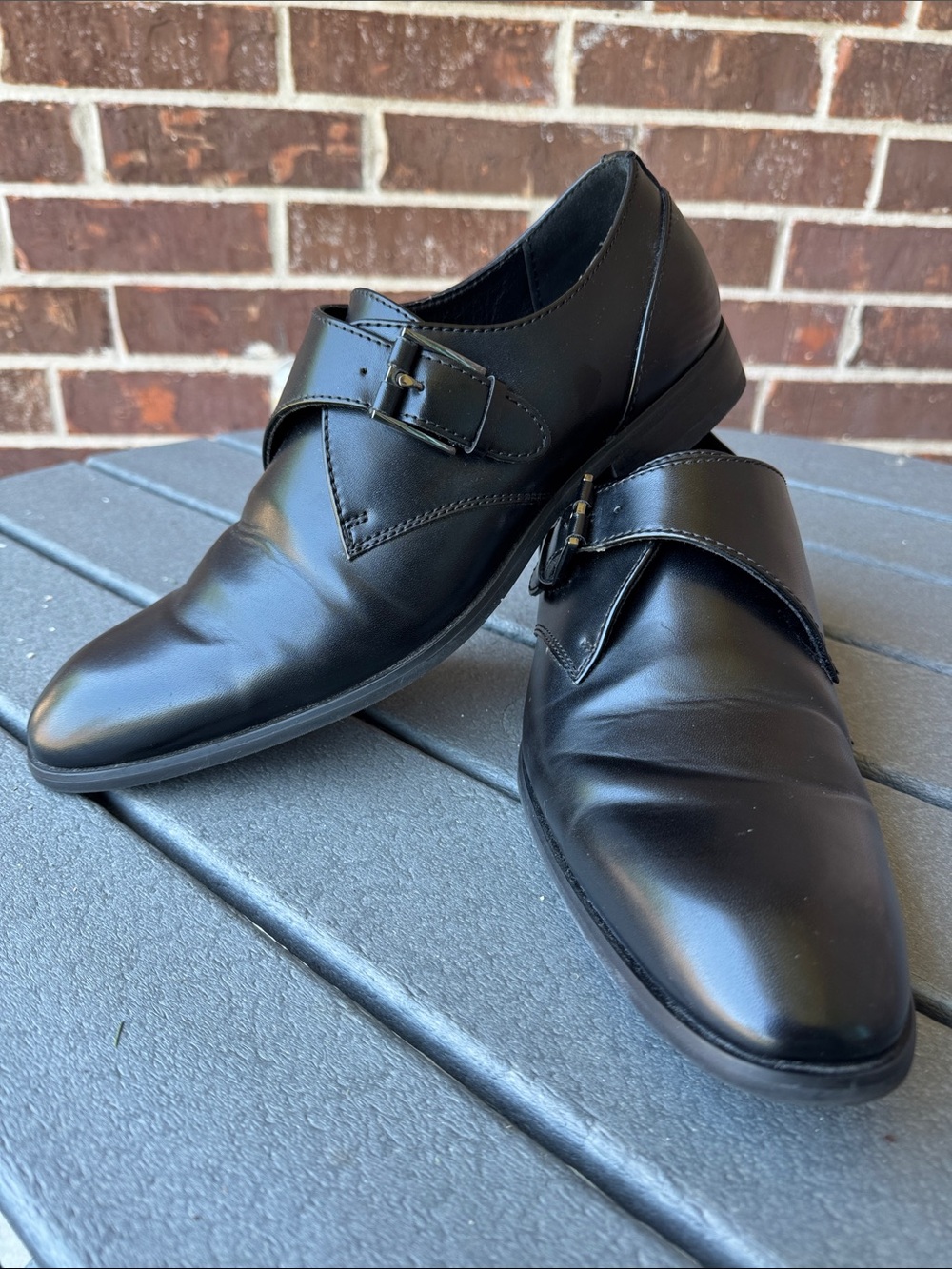 Alfani Black Leather Single-Buckle Monk Strap Oxfords